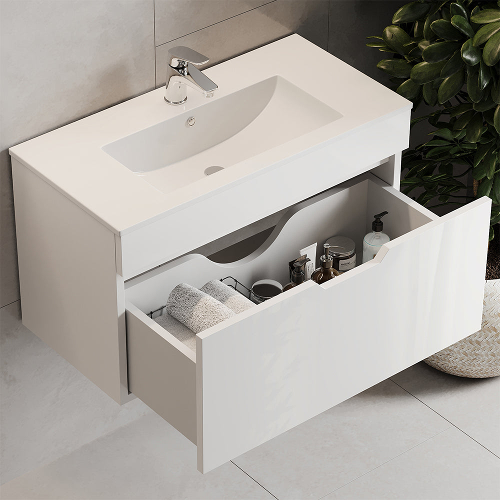 Vicco Set di mobili da bagno Bianco 2 parti, mobile base 80 cm