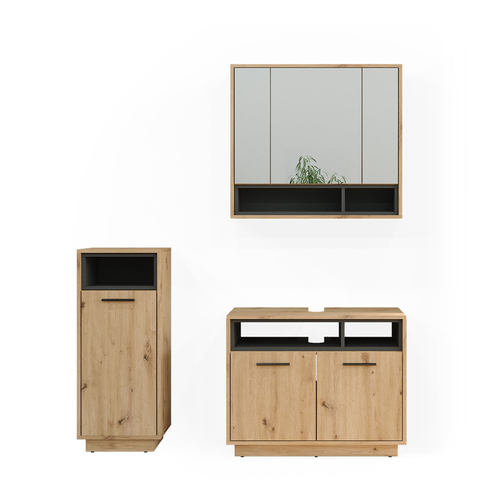 Vicco Set di mobili da bagno Rovere artigianale 3 parti