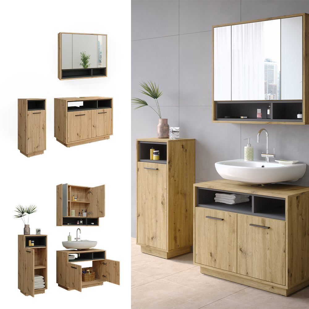 Vicco Set di mobili da bagno Rovere artigianale 3 parti