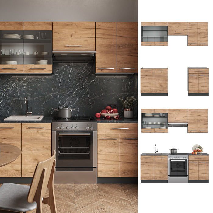 Vicco Cucina componibile Quercia dorata/antracite 200 cm , PL Antracite