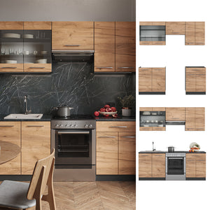 Vicco Cucina componibile Quercia dorata/antracite 200 cm senza piano di lavoro