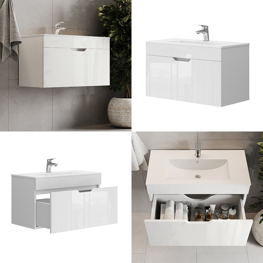 Vicco Set di mobili da bagno Bianco 2 parti, mobile base 80 cm