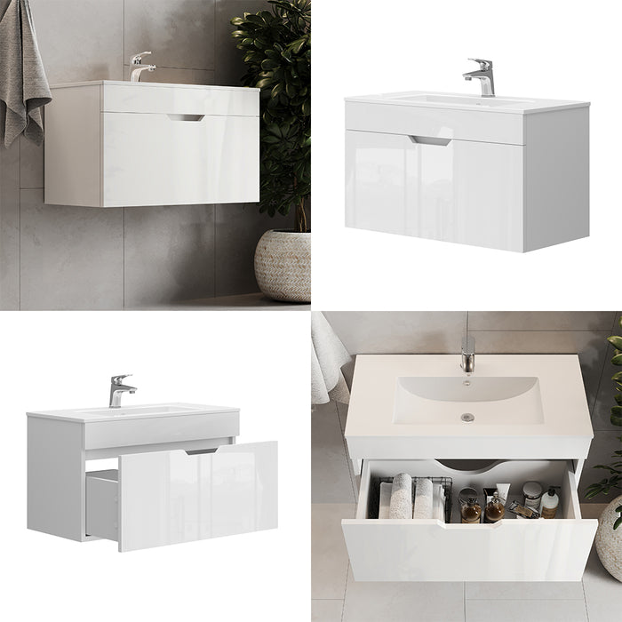 Vicco Set di mobili da bagno Bianco 2 parti, mobile base 80 cm