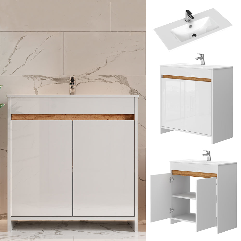 Vicco Set di mobili da bagno Bianco 2 parti, mobile base 80 cm