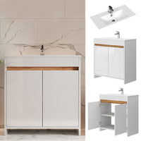 Vicco Set di mobili da bagno Bianco 2 parti, mobile base 80 cm