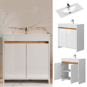 Vicco Set di mobili da bagno Bianco 2 parti, mobile base 80 cm