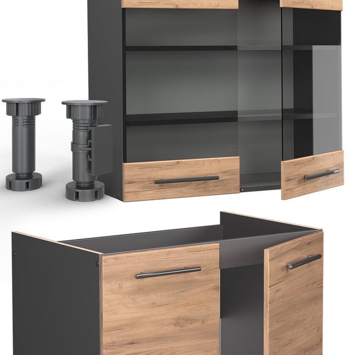 Vicco Cucina componibile Quercia dorata/antracite 200 cm , PL Antracite