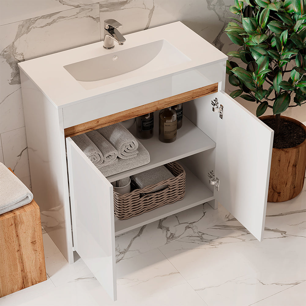 Vicco Set di mobili da bagno Bianco 2 parti, mobile base 80 cm