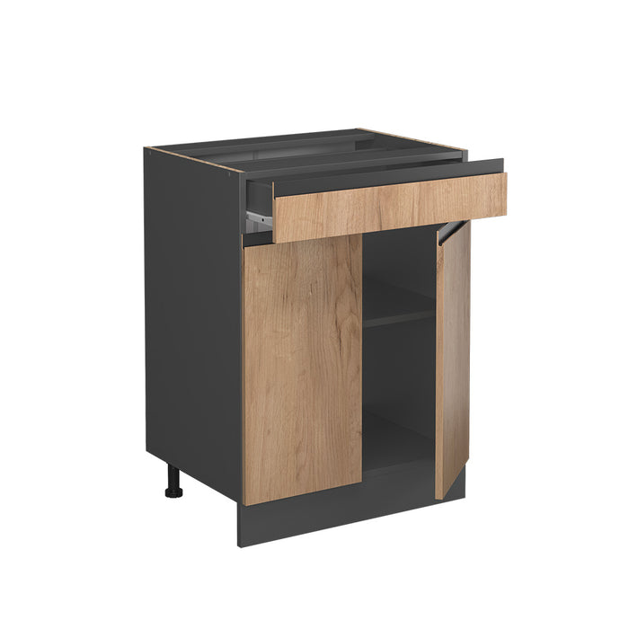 Vicco Mobiletto base per cucina Quercia dorata 60 cm Forma a J, con cassetto, senza piano di lavoro