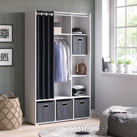 Vicco Armadio multifunzione Bianco 38 x 178.1 cm con appendiabiti a tenda