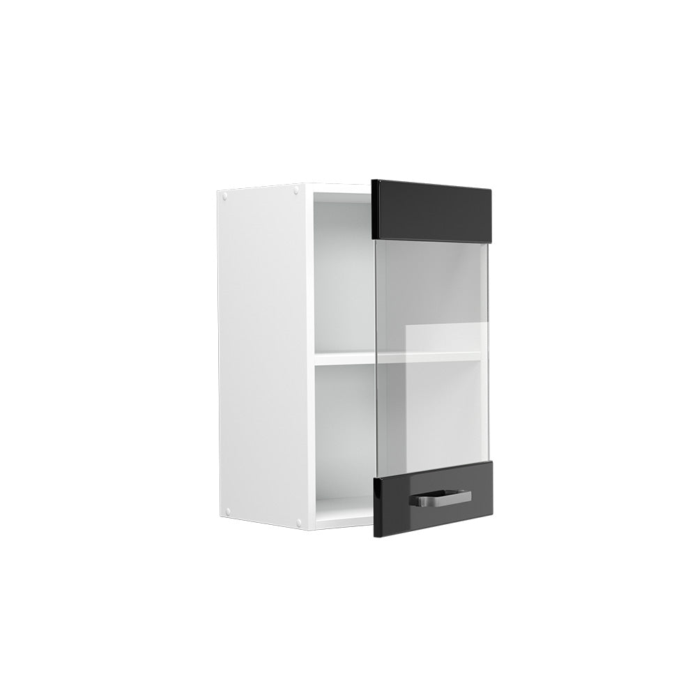 Vicco Pensile universale Nero lucido 40 cm con anta in vetro