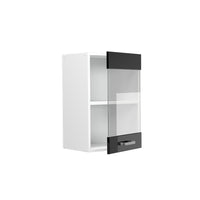 Vicco Pensile universale Nero lucido 40 cm con anta in vetro