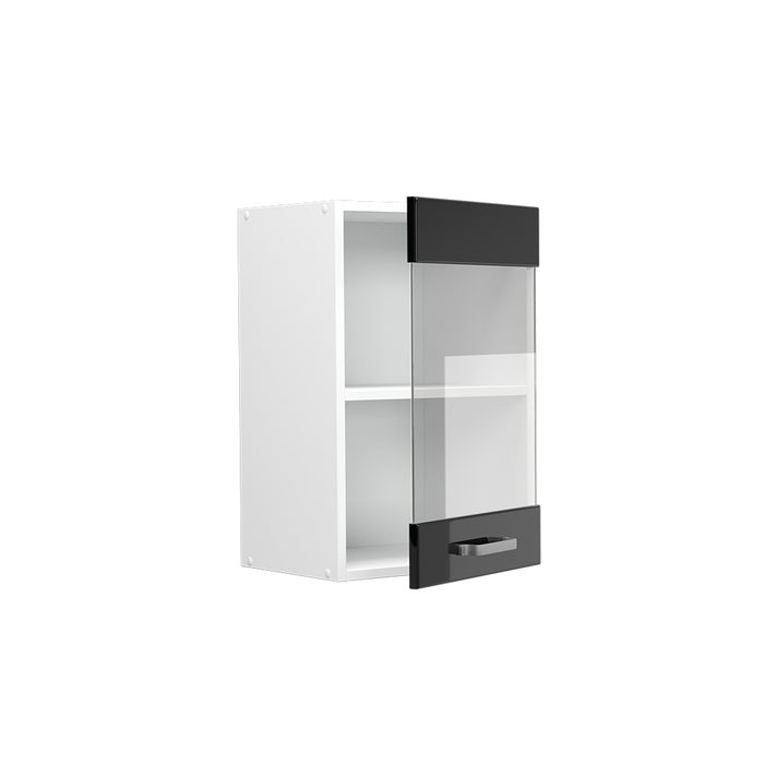 Vicco Pensile universale Nero lucido 40 cm con anta in vetro