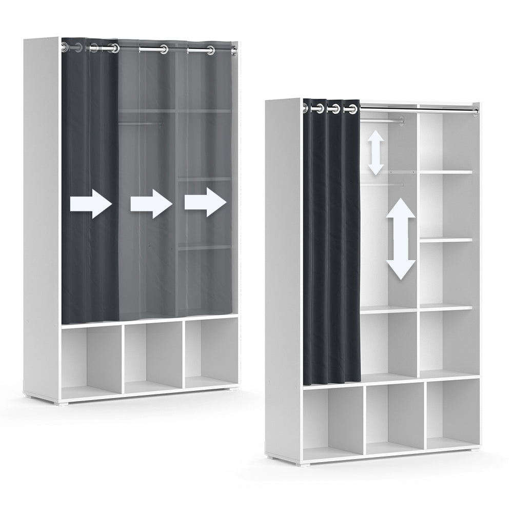 Vicco Armadio multifunzione Bianco 38 x 178.1 cm con appendiabiti a tenda