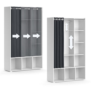 Vicco Armadio multifunzione Bianco 38 x 178.1 cm con appendiabiti a tenda