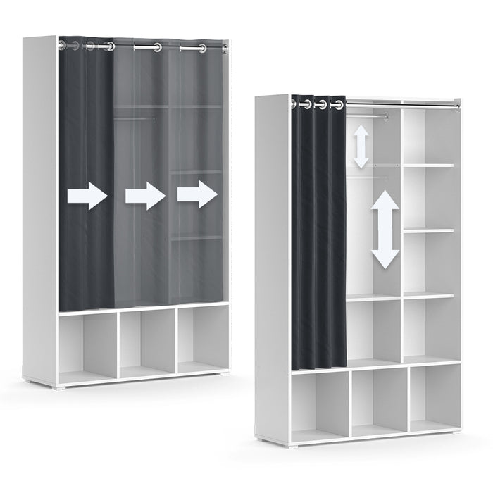 Vicco Armadio multifunzione Bianco 38 x 178.1 cm con appendiabiti a tenda