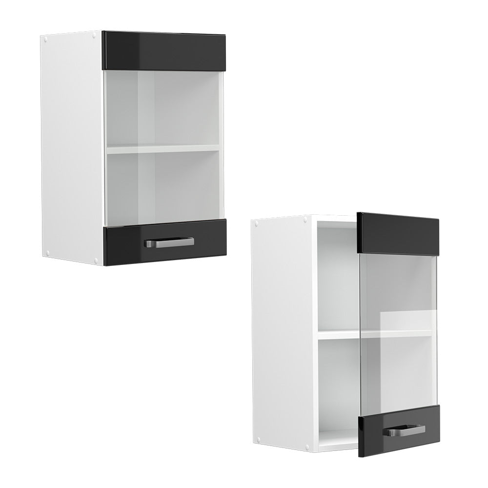 Vicco Pensile universale Nero lucido 40 cm con anta in vetro