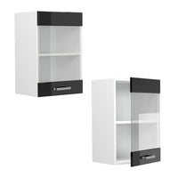 Vicco Pensile universale Nero lucido 40 cm con anta in vetro