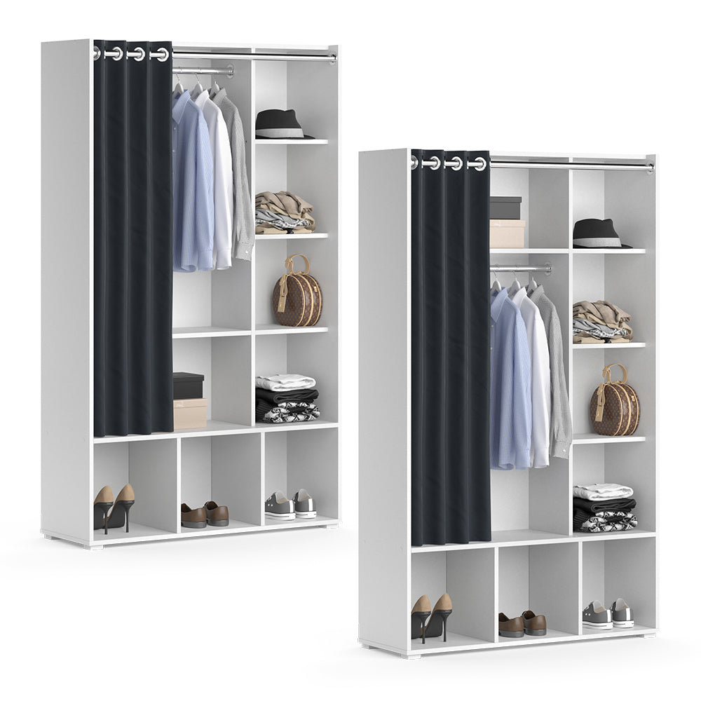 Vicco Armadio multifunzione Bianco 38 x 178.1 cm con appendiabiti a tenda