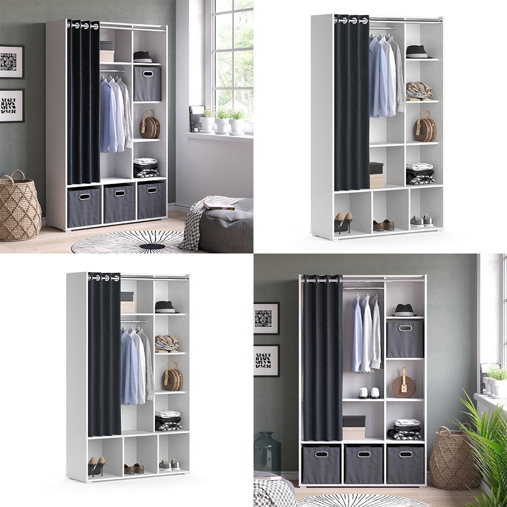Vicco Armadio multifunzione Bianco 38 x 178.1 cm con appendiabiti a tenda