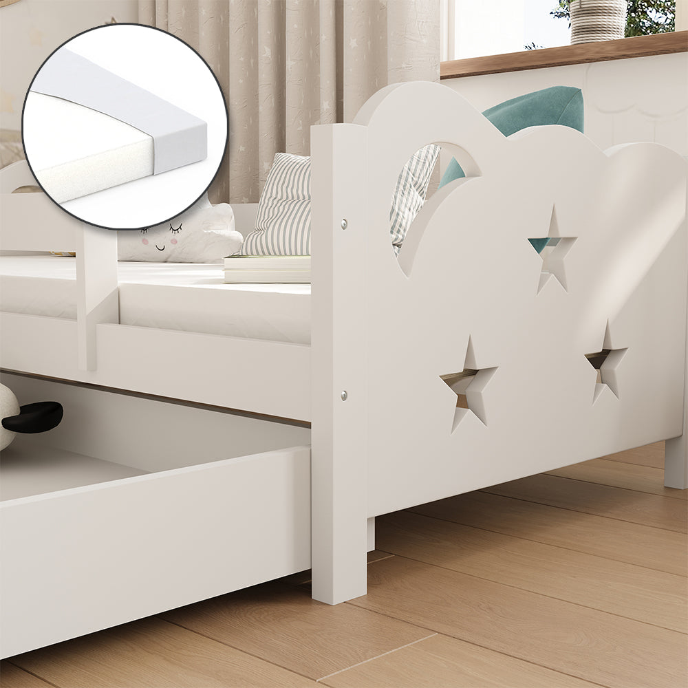 Vitalispa Letto per bambini Bianco 80x160 cm con cassetto e materasso