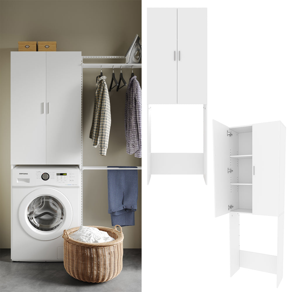 Vicco Mobile porta lavatrice Bianco 64 x 190 cm con 2 ante lunghe