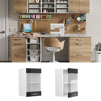 Vicco Pensile universale Nero lucido 40 cm con anta in vetro