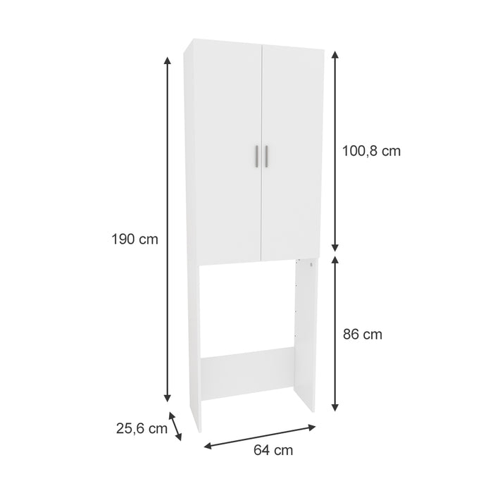 Vicco Mobile porta lavatrice Bianco 64 x 190 cm con 2 ante lunghe