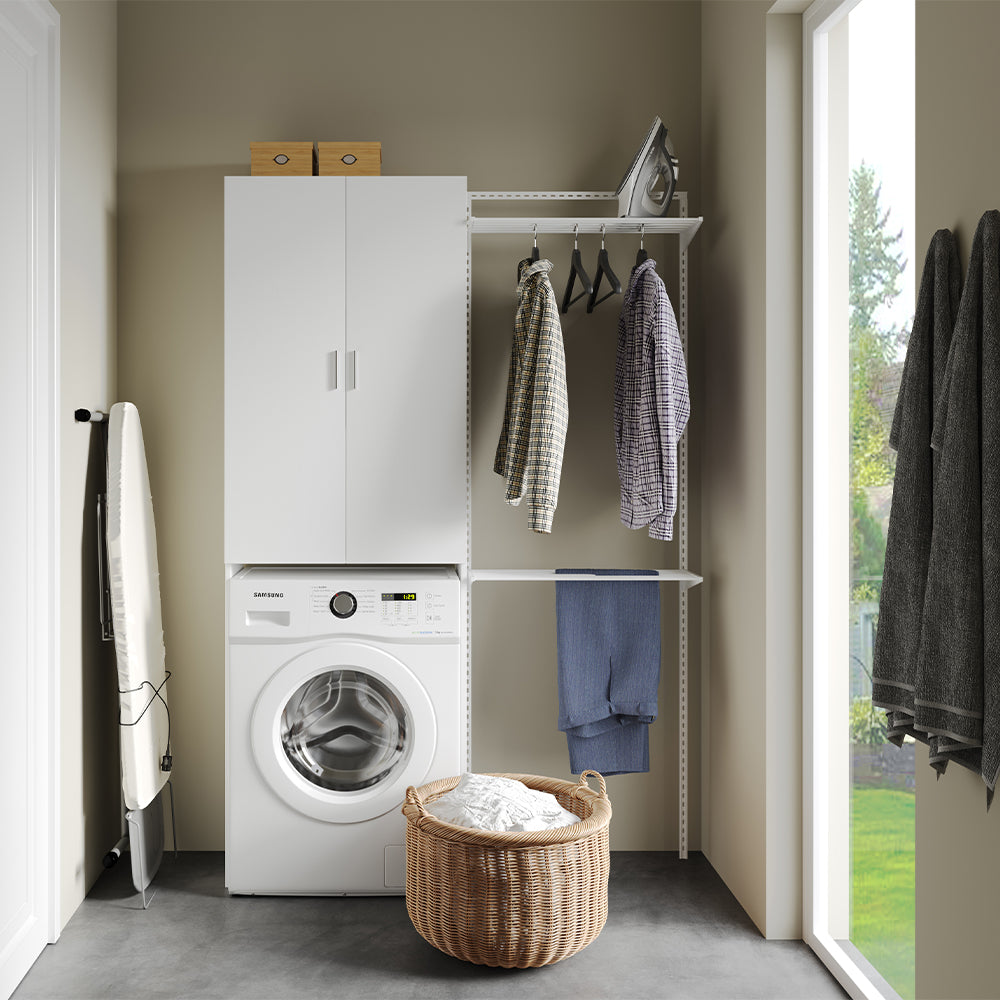 Vicco Mobile porta lavatrice Bianco 64 x 190 cm con 2 ante lunghe