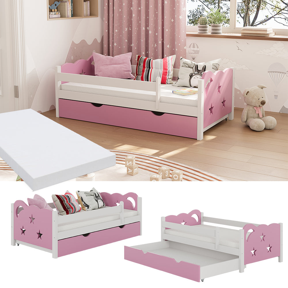 Vitalispa Letto per bambini Rosa/bianco 70x140 cm con cassetto, con materasso