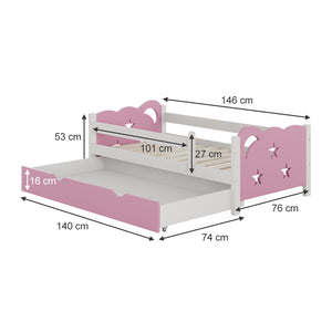 Vitalispa Letto per bambini Rosa/bianco 70x140 cm con cassetto, con materasso