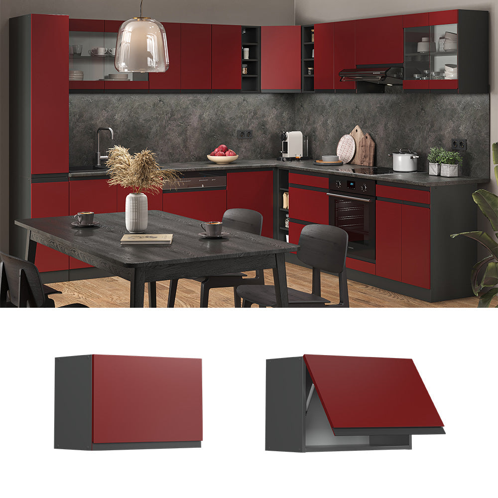 Vicco Pensile da cucina Rosso 60 cm Forma a J, piatta