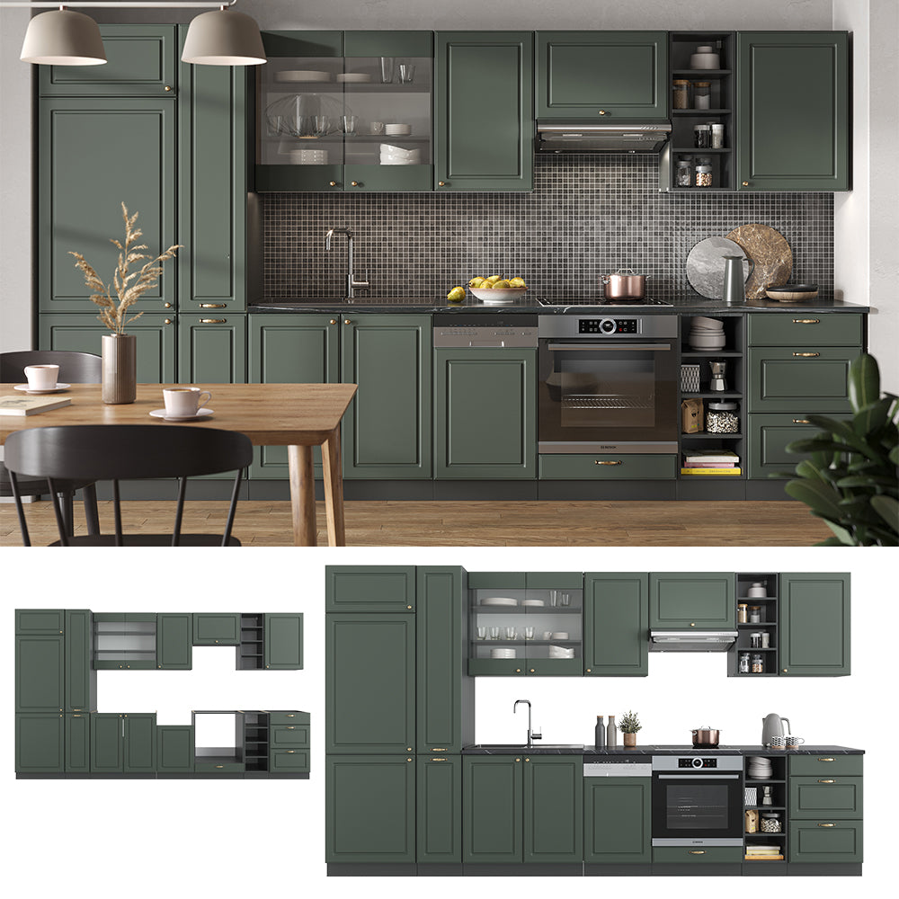 Vicco Cucina componibile Verde-oro Country House/Antracite 355 cm , PL Rovere