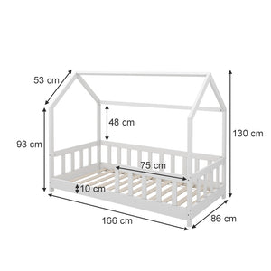 Vitalispa Letto montessori bambini Bianco 80x160 cm con protezione anticaduta