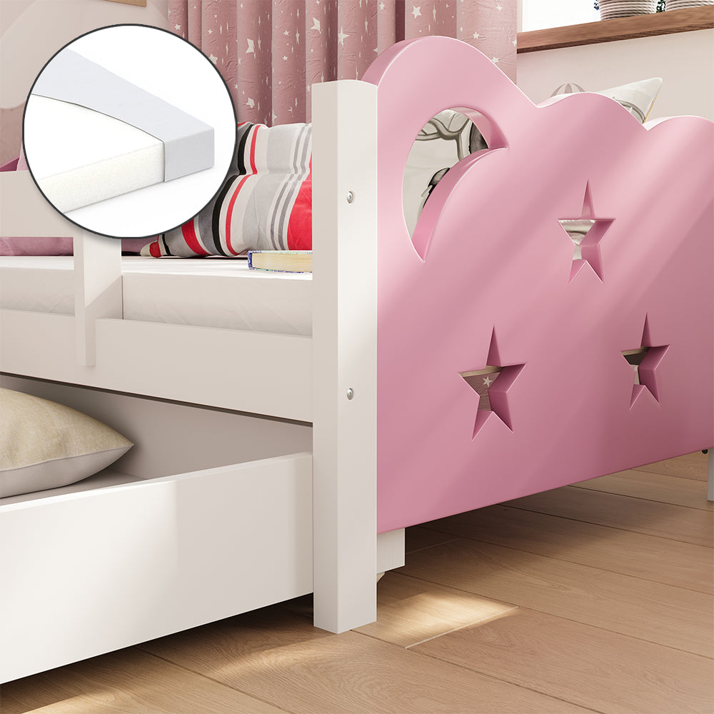 Vitalispa Letto per bambini Rosa/bianco 70x140 cm con cassetto, con materasso