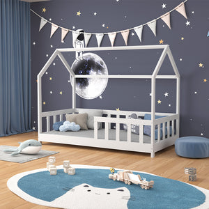 Vitalispa Letto montessori bambini Bianco 80x160 cm con protezione anticaduta