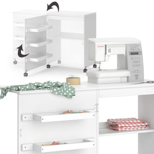 Vicco Il tavolo per il cucito Bianco 118 x 79.3 cm con 3 ripiani