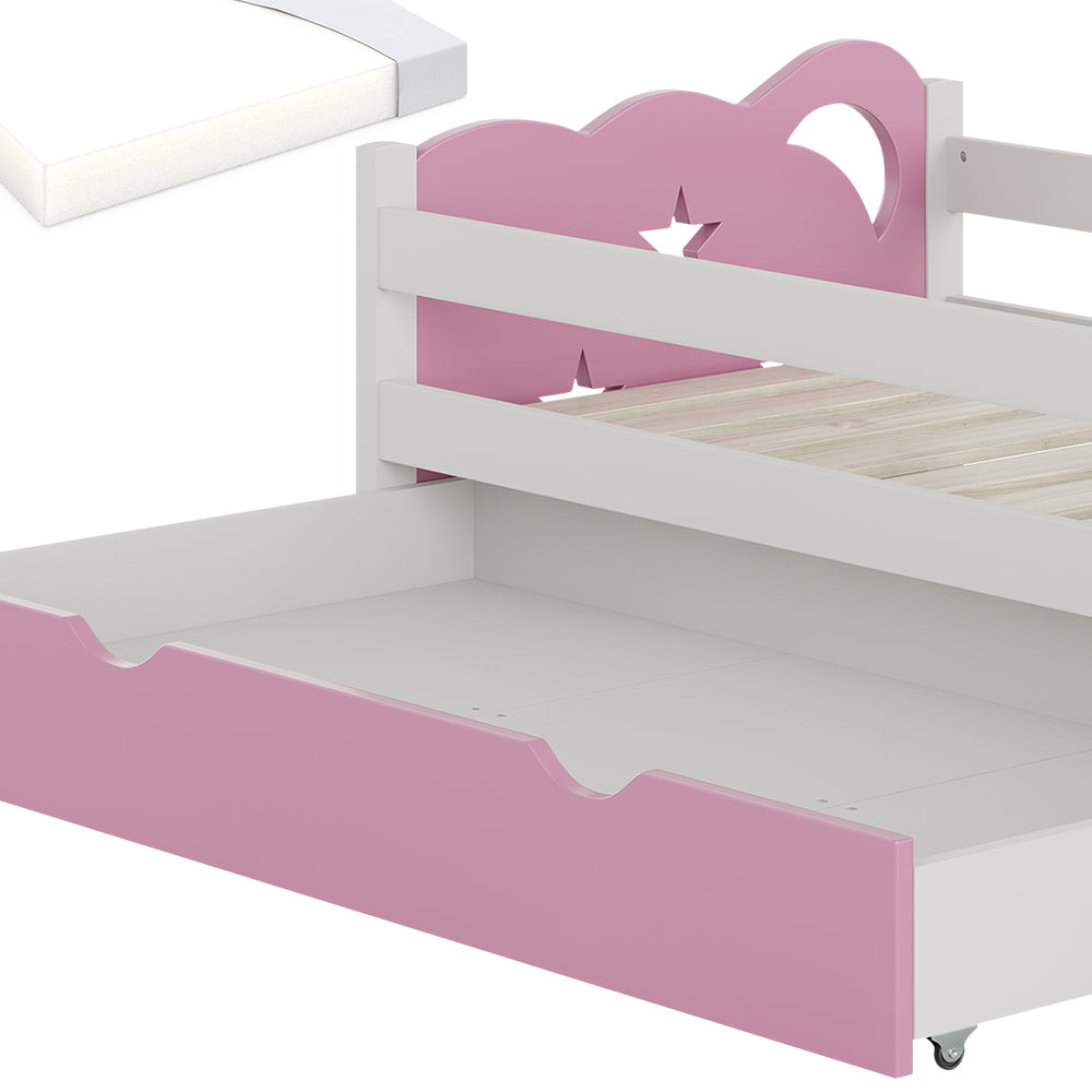 Vitalispa Letto per bambini Rosa/bianco 70x140 cm con cassetto, con materasso
