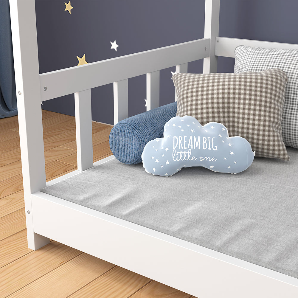 Vitalispa Letto montessori bambini Bianco 80x160 cm con protezione anticaduta