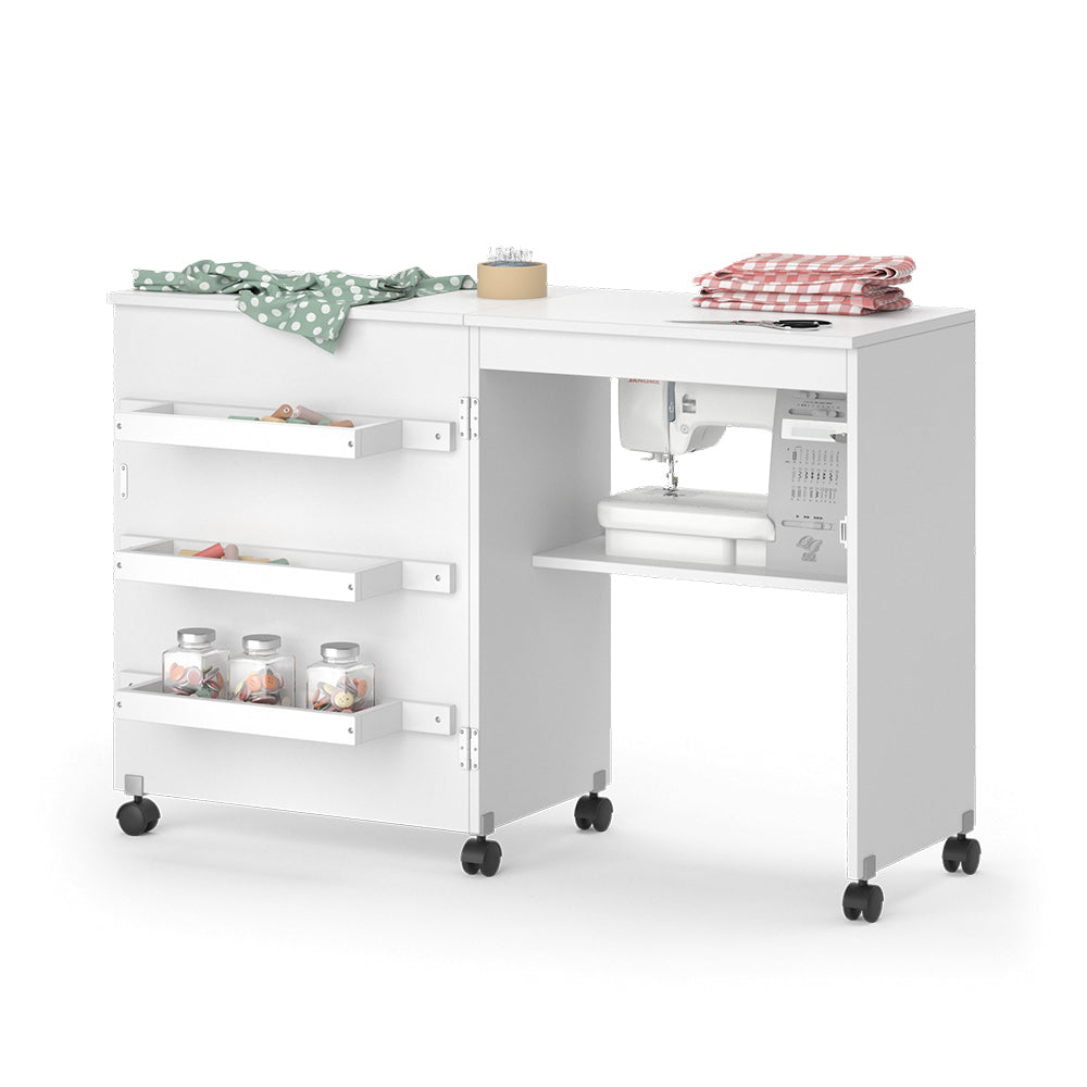 Vicco Il tavolo per il cucito Bianco 118 x 79.3 cm con 3 ripiani