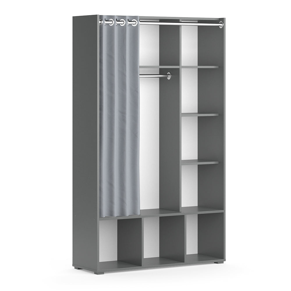 Vicco Armadio multifunzione Grigio 38 x 178.1 cm con appendiabiti a tenda
