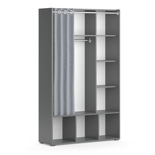 Vicco Armadio multifunzione Grigio 38 x 178.1 cm con appendiabiti a tenda