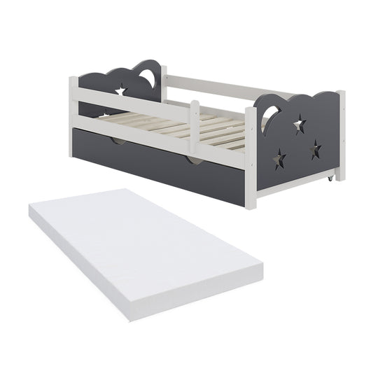 Vitalispa Letto per bambini Grigio 70x140 cm con cassetto e materasso