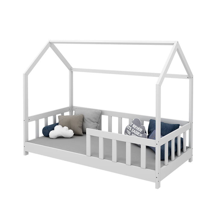 Vitalispa Letto montessori bambini Bianco 80x160 cm con protezione anticaduta