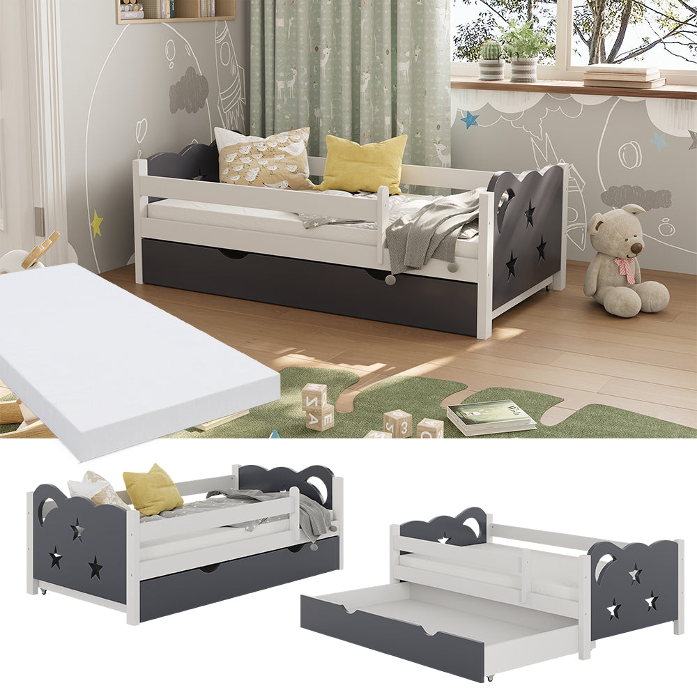 Vitalispa Letto per bambini Grigio 70x140 cm con cassetto e materasso