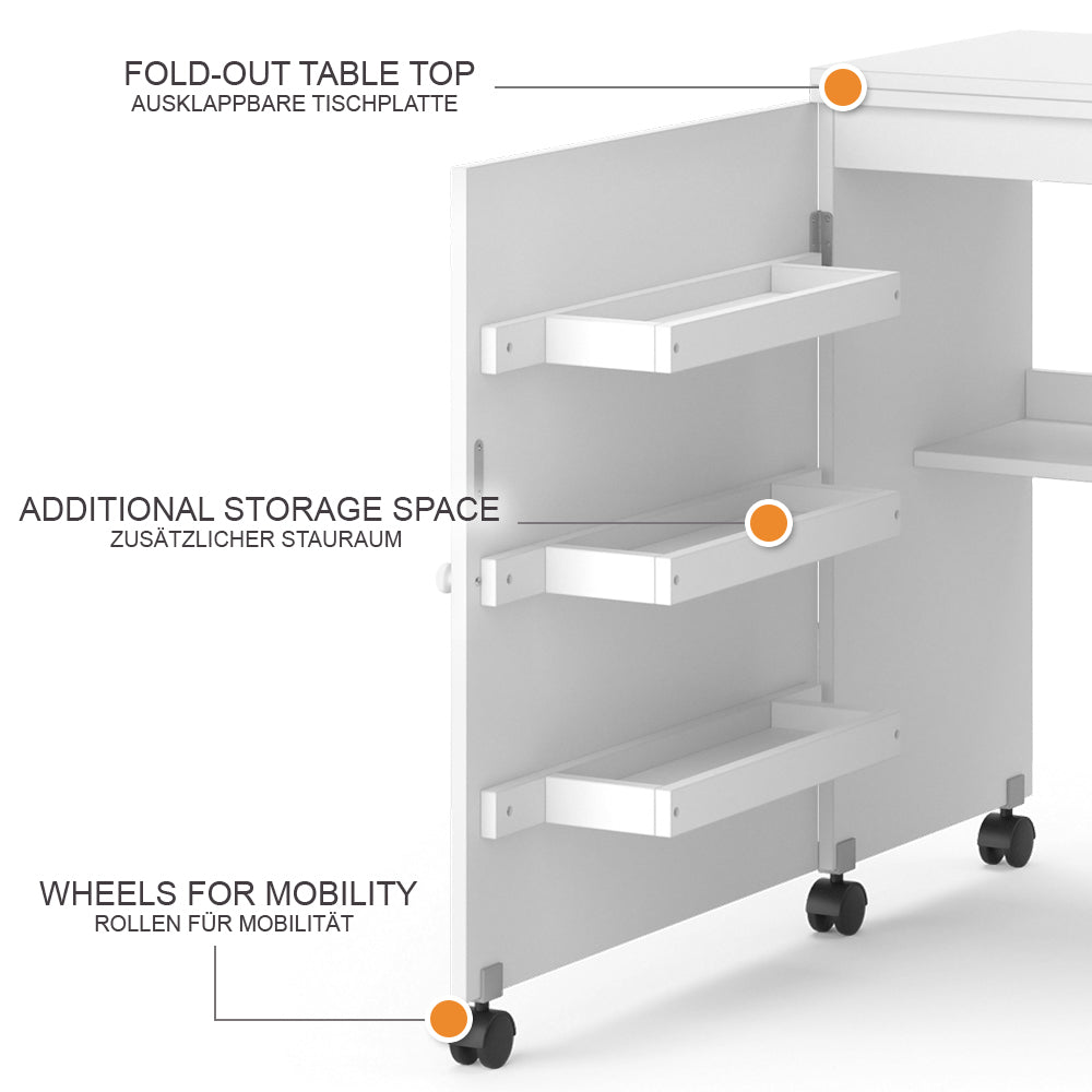 Vicco Il tavolo per il cucito Bianco 118 x 79.3 cm con 3 ripiani