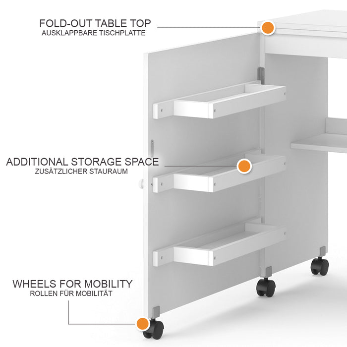 Vicco Il tavolo per il cucito Bianco 118 x 79.3 cm con 3 ripiani