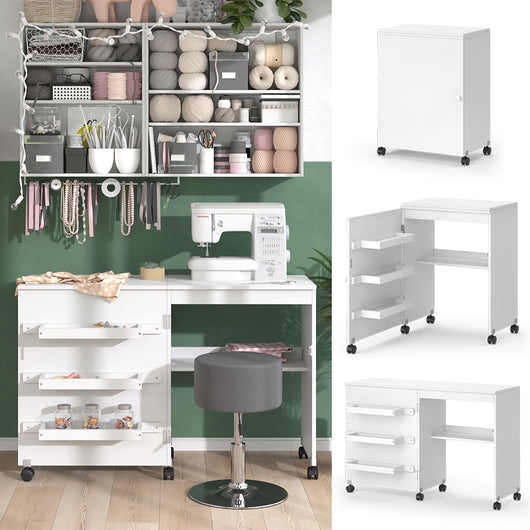 Vicco Il tavolo per il cucito Bianco 118 x 79.3 cm con 3 ripiani