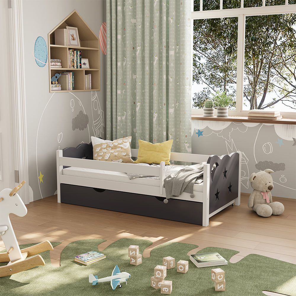 Vitalispa Letto per bambini Grigio 70x140 cm con cassetto e materasso