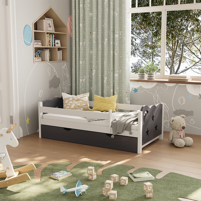 Vitalispa Letto per bambini Grigio 70x140 cm con cassetto e materasso